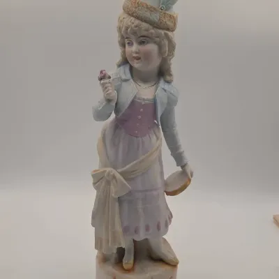 Antique German Porcelain Figure of Young Woman