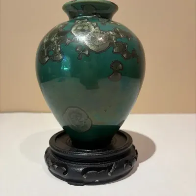 Mania Green Glazed Crystalline Vase 