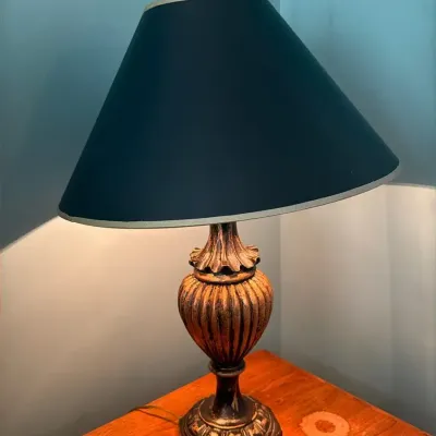 Black Painted Brass-Toned Lamp