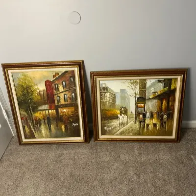 Vintage Impressionistic Oil Paintings Of Urban Scenes
