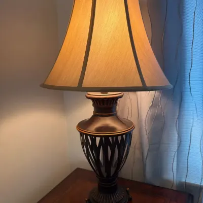 Black Painted Lamp With Brass Colored Accents