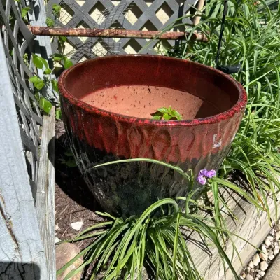 Pair Of Red And Black Large Planters