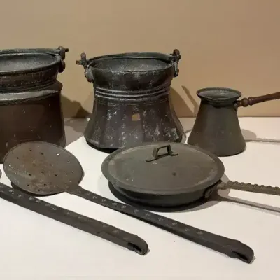 Brass/Copper Kitchen Pots And Serving Utensils 