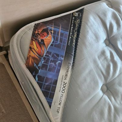 Serta Perfect Sleeper Euphoria 2000 pillow top mattress, showing light wear and pilling on the quilted surface.