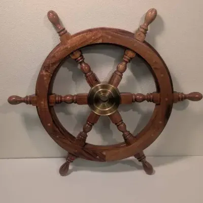 Decorative Wooden Ship's Wheel Or Ship's Helm