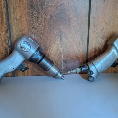 Pistol-grip Air Impact Wrench and a Pistol-grip Air Drill with a Keyed Chuck