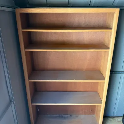 Vintage Solid Oak Mid-Century Style Standard Bookcase - 60" H x 36" W x 12" D