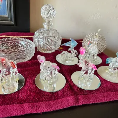 Cut Crystal And Blown Glass Figurines