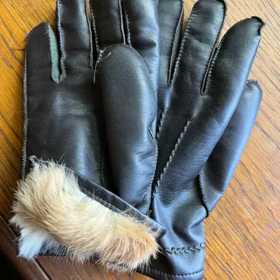 Men's Leather Gloves With Rabbit Fur Lining
