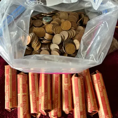 Unsorted Collection Of US Pennies 