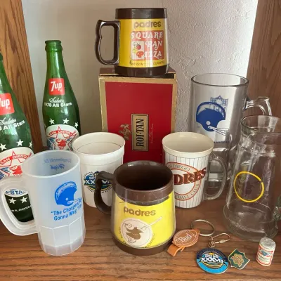 Vintage Padres And Chargers Drinkware And Trinkets