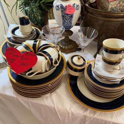 Lot 9: Silver Surfer Comic, Hurricane Lamp, Blue/White Dinnerware & Collectibles