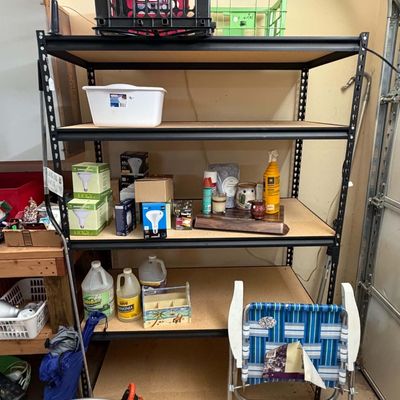 Lot 24: Black & Decker Trimmer, Storage Shelves & Hand Tools