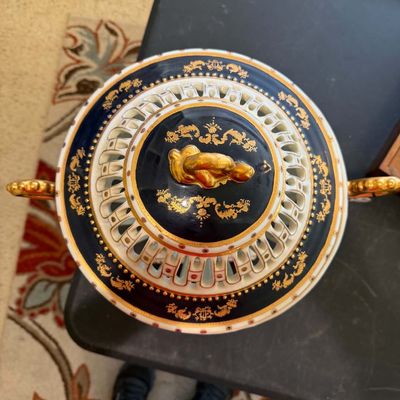 Lot 7: Antique Sevres Porcelain Bowl (Cobalt blue and gold)