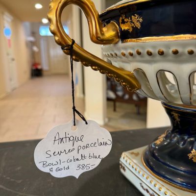 Lot 7: Antique Sevres Porcelain Bowl (Cobalt blue and gold)