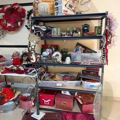 Lot 21: Metal Shelf & Holiday Decor