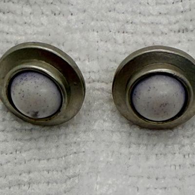 Vintage Silver Tone Faux Stone Post Earrings