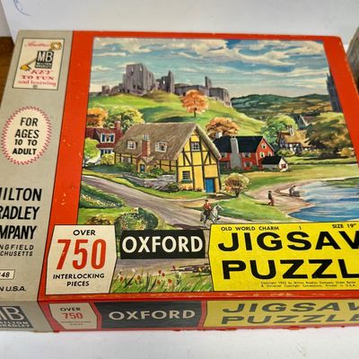Vintage Milton Bradley Jigsaw Puzzles - Oxford & Big Ben (Set of 2)