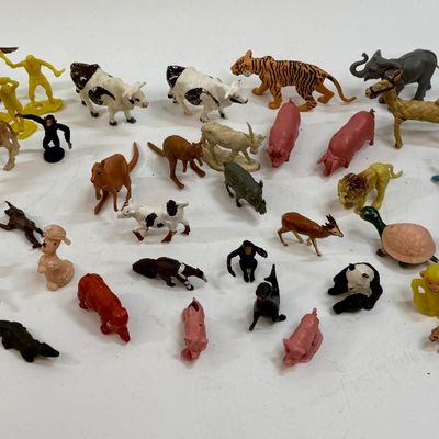 Vintage Plastic Toy Animals and Figures Lot