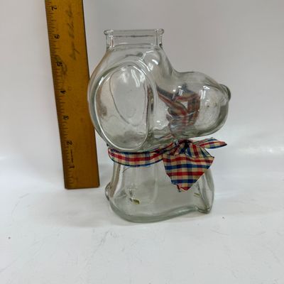 Vintage Clear Glass Snoopy Dog Character Bank