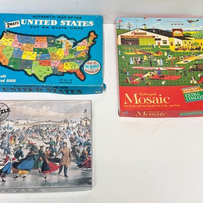 Vintage Milton Bradley Jigsaw Puzzles - Set of 3