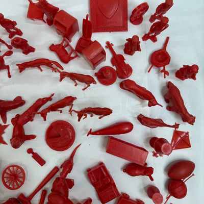 Vintage Red Plastic Cracker Jack & Gumball Machine Prizes Lot