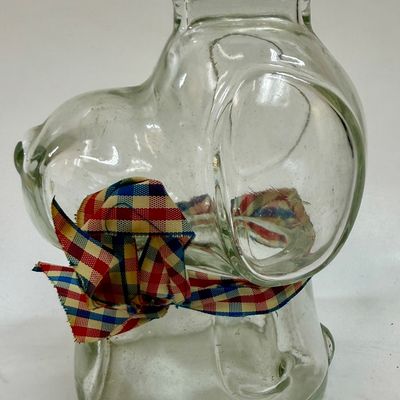 Vintage Clear Glass Snoopy Dog Character Bank