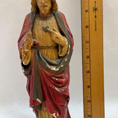 Vintage Sacred Heart of Jesus Chalkware Statue