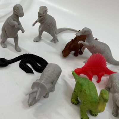 Vintage Plastic Dinosaur and Prehistoric Toy Figures - Lot of 14