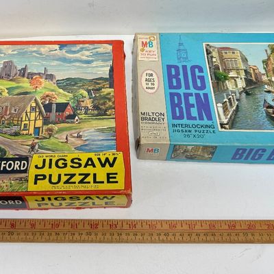 Vintage Milton Bradley Jigsaw Puzzles - Oxford & Big Ben (Set of 2)