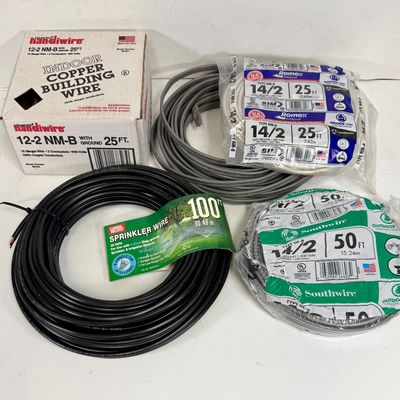 Assorted Electrical & Sprinkler Wire Lot - Romex, Southwire, Carol Brand