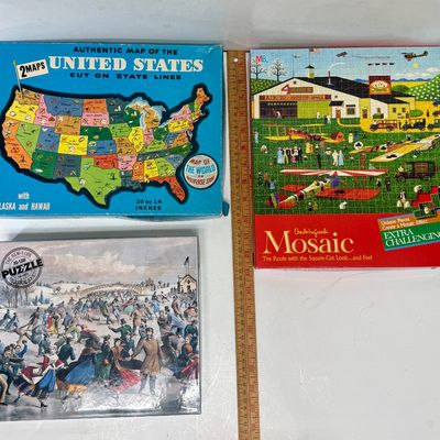 Vintage Milton Bradley Jigsaw Puzzles - Set of 3