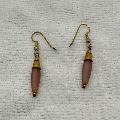 Vintage Frosted Pink Glass Dangle Earrings