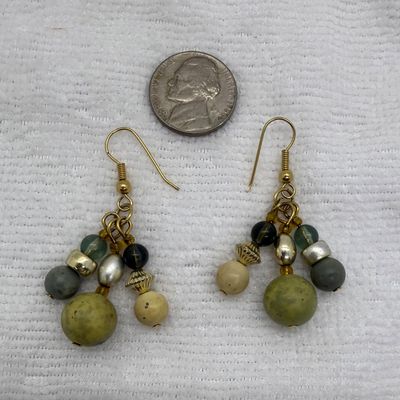 Vintage Earthy Beaded Dangle Earrings