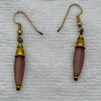 Vintage Frosted Pink Glass Dangle Earrings