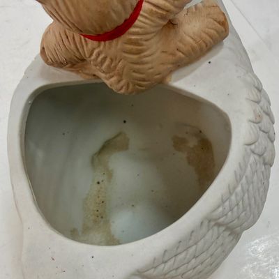 Vintage Ceramic Duck and Teddy Bear Planter