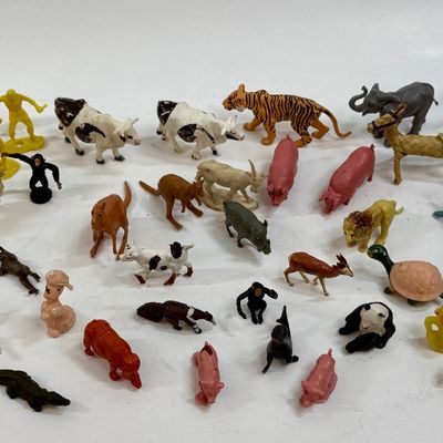 Vintage Plastic Toy Animals and Figures Lot
