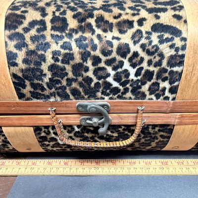 Vintage Faux Leopard Print Nesting Suitcases - Set of 3