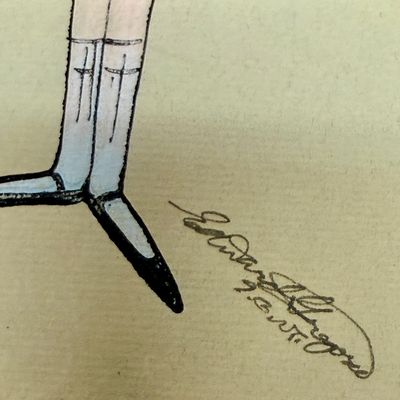 Edward Gorey Signed Illustration of Ballerina Detail
