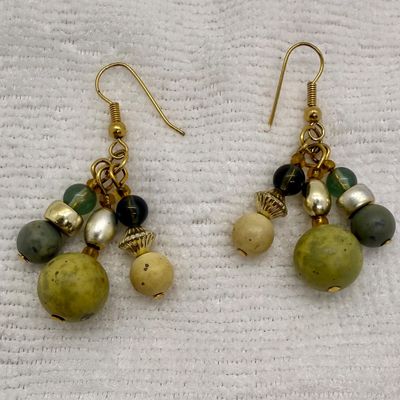 Vintage Earthy Beaded Dangle Earrings
