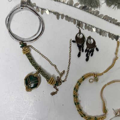 Assorted Fashion Jewelry Lot - Chokers, Necklaces, Earrings & Cuff