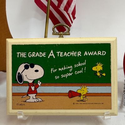 Vintage Teacher & School Miniature Collectibles Lot with Snoopy Plaque