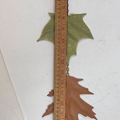 Metal Welcome Sign with Hanging Autumn Leaves