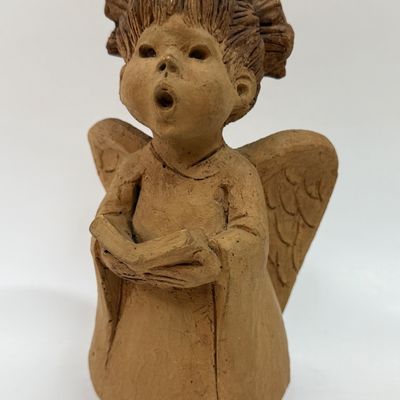 Vintage Martin Clay Art Singing Angel Figurine