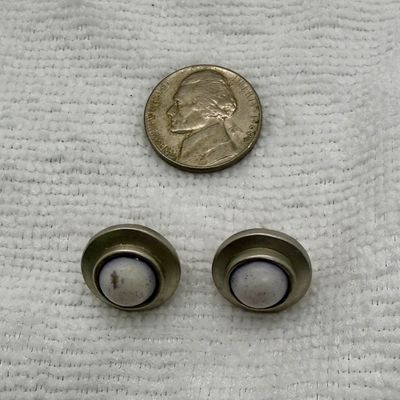 Vintage Silver Tone Faux Stone Post Earrings