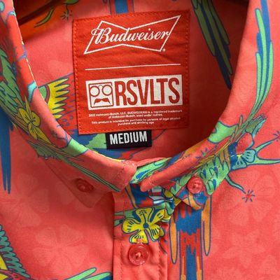 RSVLTS Budweiser-Themed Short-Sleeve Shirt - Size Medium