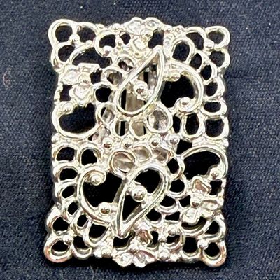 Silver Tone Rectangular Lattice Clip-on Earrings