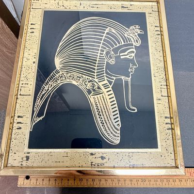 Vintage Framed Egyptian Foil Art Prints - Set of 3