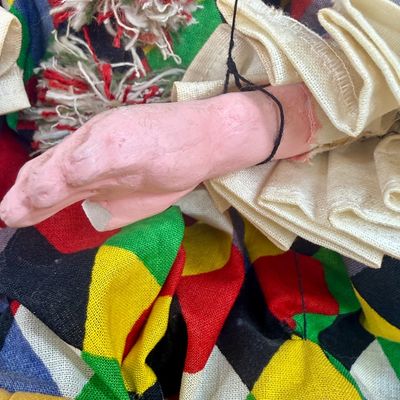 Vintage Harlequin Clown Marionette Puppet