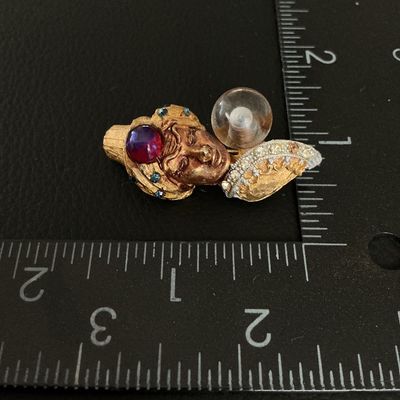 Vintage Fortune Teller Brooch with Crystal Ball